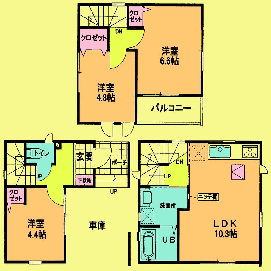 Floor plan. 19,800,000 yen, 3LDK, Land area 44.99 sq m , Building area 75.13 sq m located view in addition to this, It will be provided by the hope of design books, such as layout. 