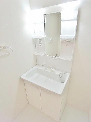 Wash basin, toilet. Washroom