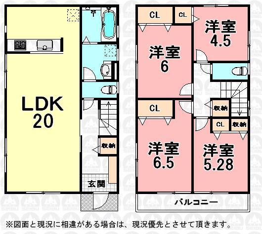 Floor plan. (3 Building), Price 35,800,000 yen, 4LDK, Land area 127.35 sq m , Building area 99.36 sq m