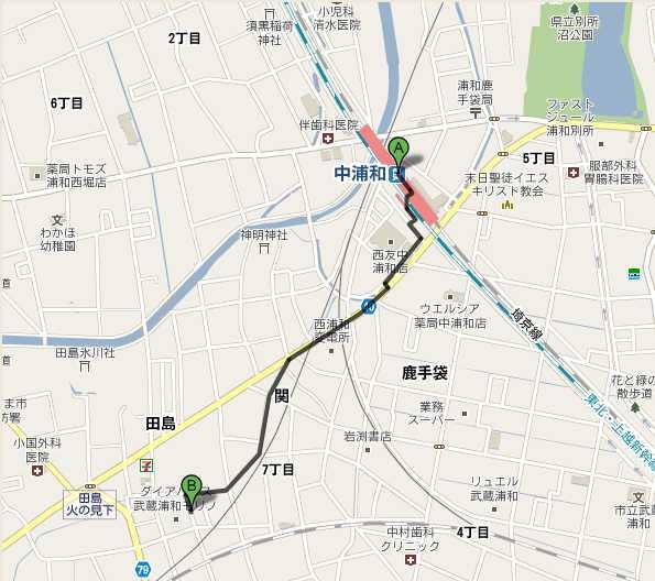 Local guide map. From mid-Urawa Station 9 minutes