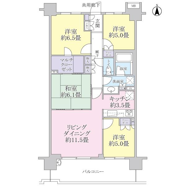 Floor plan. 4LDK, Price 25,800,000 yen, Footprint 82.6 sq m , Balcony area 14 sq m