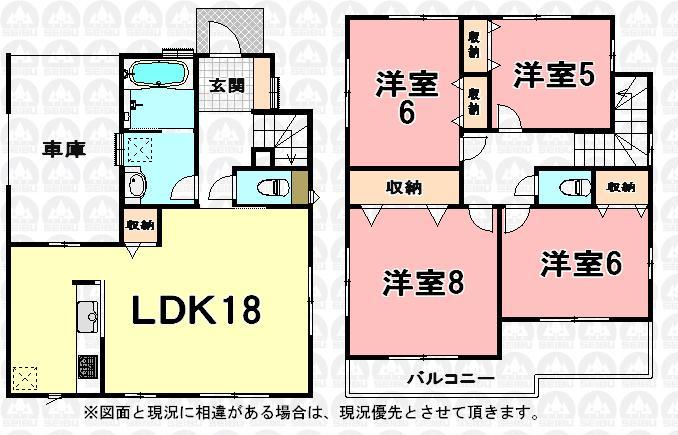 Floor plan. (9 Building), Price 28.8 million yen, 4LDK, Land area 101.15 sq m , Building area 113.44 sq m