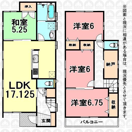 Floor plan. (6 Building), Price 27,800,000 yen, 4LDK+S, Land area 106.12 sq m , Building area 99.57 sq m