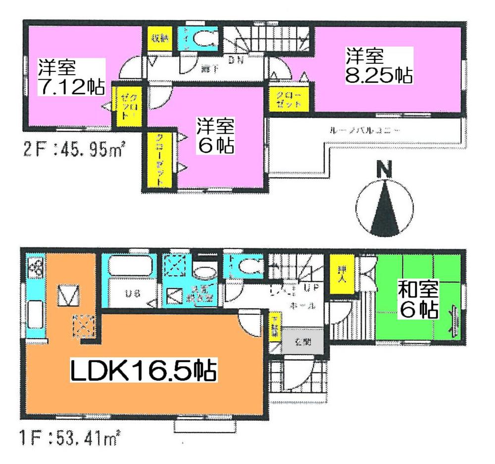 Floor plan. (Building 2), Price 32,800,000 yen, 4LDK, Land area 102.5 sq m , Building area 99.36 sq m