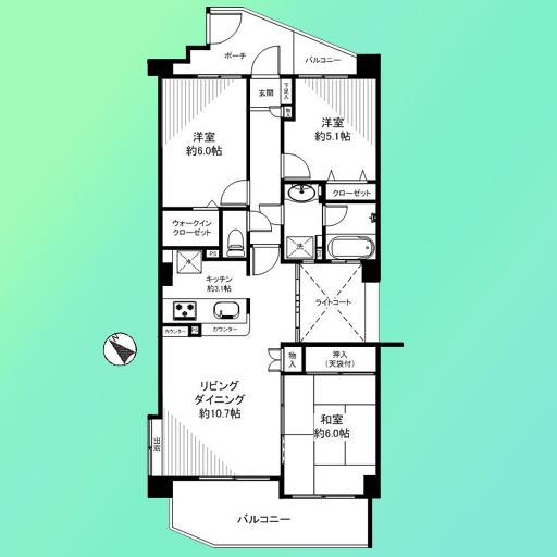 Floor plan. 3LDK, Price 24,800,000 yen, Footprint 67.7 sq m , Balcony area 11.52 sq m