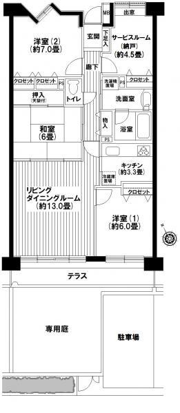 Floor plan. 3LDK+S, Price 18.9 million yen, Occupied area 85.72 sq m