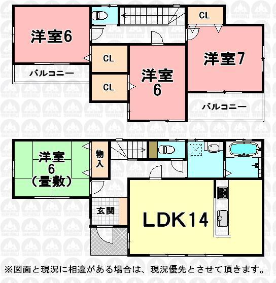 Floor plan. (3 Building), Price 24.4 million yen, 4LDK, Land area 105.71 sq m , Building area 83.63 sq m