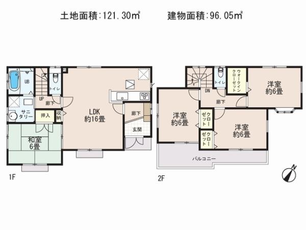 Floor plan. 30,800,000 yen, 4LDK, Land area 121.3 sq m , Building area 96.05 sq m
