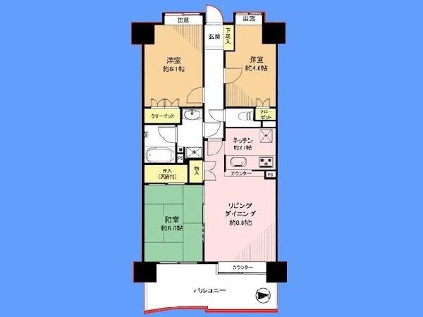 Floor plan. 3LDK, Price 20.8 million yen, Occupied area 65.02 sq m , Balcony area 10.31 sq m LDK115 Pledgeese-style room 6 quires, Western-style 6 Pledge, 46 Pledge of 3LDK! View from the balcony is a sight to see