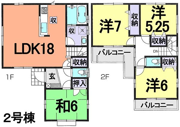Floor plan. (Building 2), Price 31,800,000 yen, 4LDK, Land area 102.83 sq m , Building area 99.37 sq m