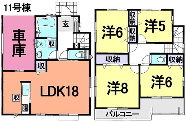 Floor plan. (11 Building), Price 28,300,000 yen, 4LDK, Land area 101.16 sq m , Building area 113.44 sq m