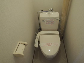 Toilet. Toilet is equipped with washing heating toilet seat