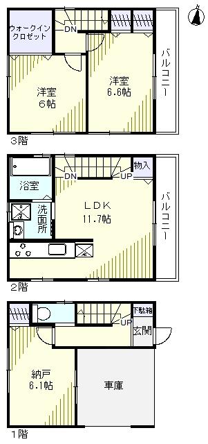 Floor plan. 27,800,000 yen, 3LDK, Land area 49.53 sq m , Building area 90.69 sq m