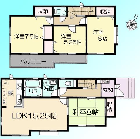Floor plan. 33,800,000 yen, 4LDK, Land area 113.75 sq m , Building area 96.46 sq m
