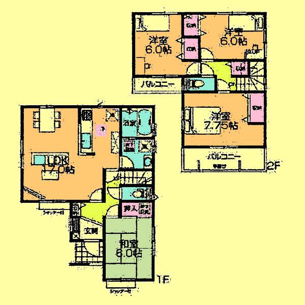 Floor plan. Price 31,800,000 yen, 4LDK, Land area 102.85 sq m , Building area 101.44 sq m