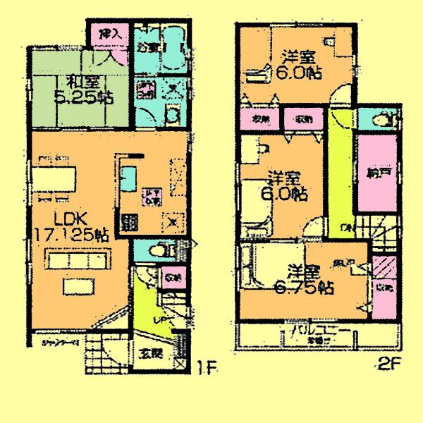 Floor plan. Price 27,800,000 yen, 4LDK, Land area 106.12 sq m , Building area 99.57 sq m
