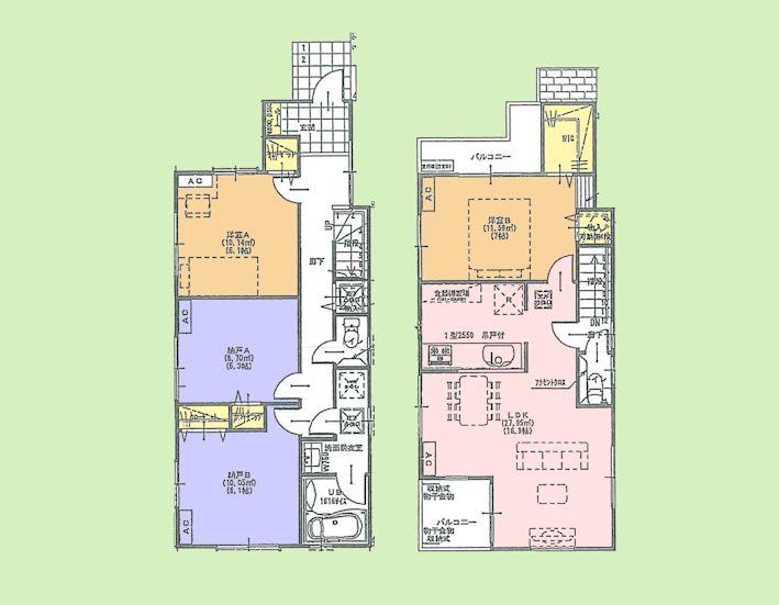 Floor plan. (F Building), Price 33,800,000 yen, 4LDK, Land area 88.44 sq m , Building area 98.12 sq m