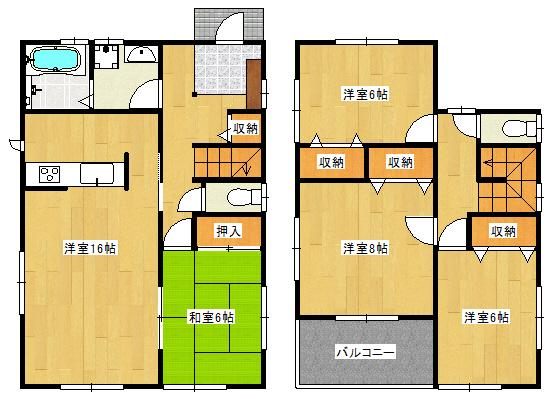 Floor plan. (Building 2), Price 37,800,000 yen, 4LDK, Land area 141.82 sq m , Building area 104.33 sq m