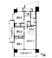 Floor: 3LDK, the area occupied: 72.8 sq m
