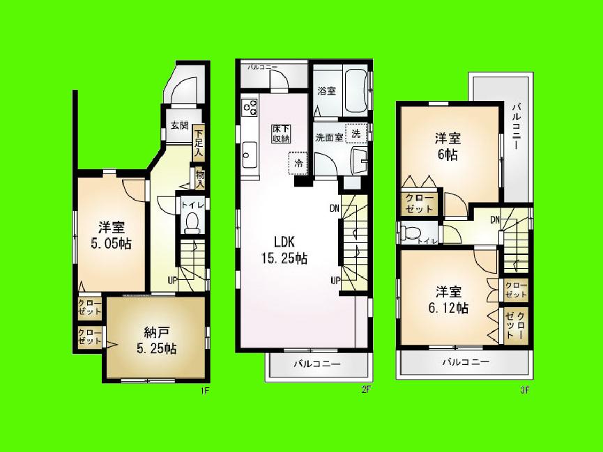 Floor plan. Price 34,800,000 yen, 4LDK, Land area 67.22 sq m , Building area 103.89 sq m