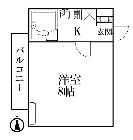 Floor plan. 1K, Price 4.6 million yen, Occupied area 16.75 sq m , Balcony area 2.6 sq m