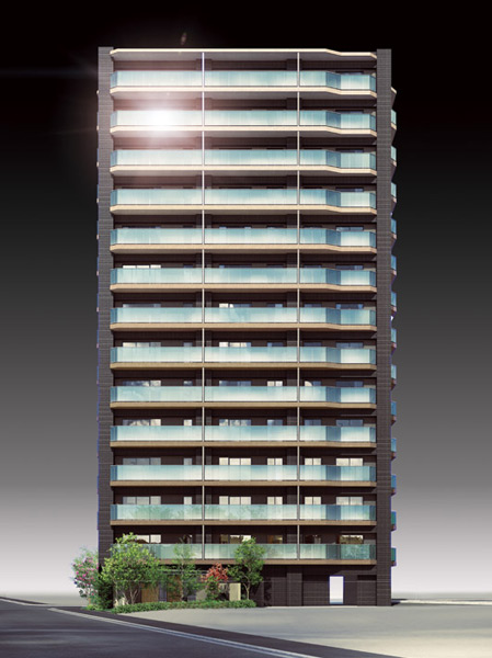 Shared facilities.  [appearance] Be born in the 14-storey neat form "Tokiwa Laurel Court Urawa". Facade to draw a horizontal line in the color of the glass railing and biscuit-style balcony, Toward the sky has to produce a gradient of increasing the brightness. (Rendering)