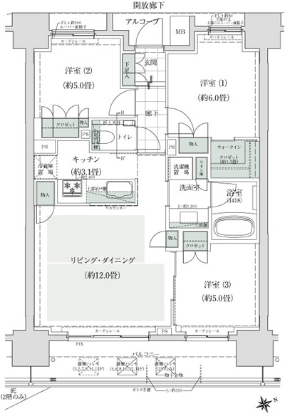 Floor: 3LDK + WIC, the occupied area: 67.82 sq m