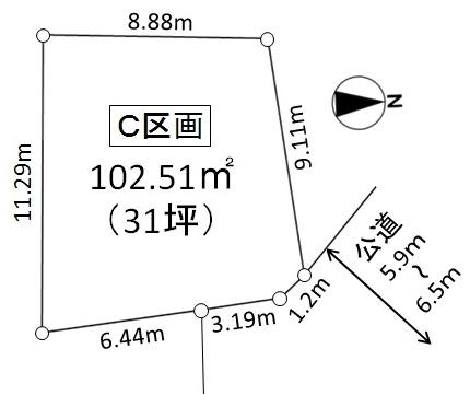 Compartment figure. Land price 44,800,000 yen, Land area 102.51 sq m