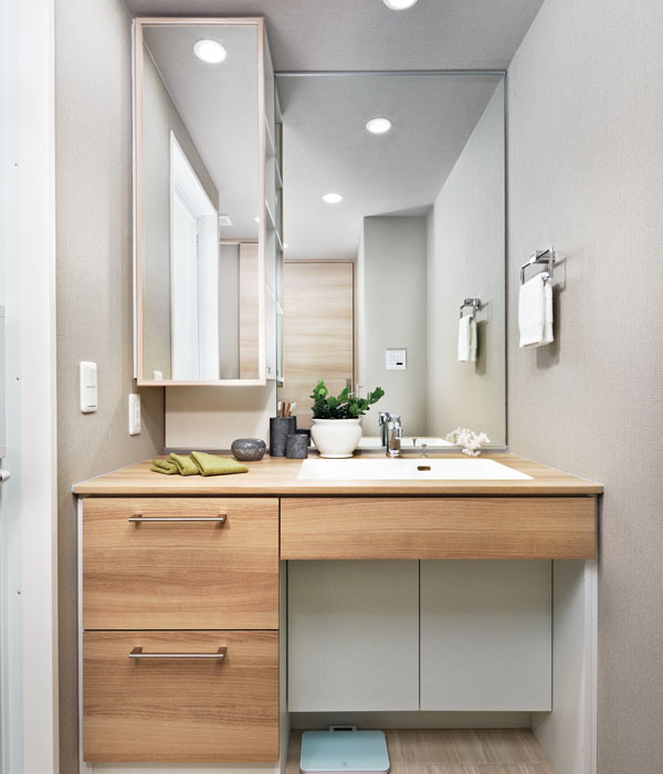 Bathing-wash room.  [Powder Room] The powder room has prepared a two-stage a large drawer with depth that can be stored securely, such as towel.