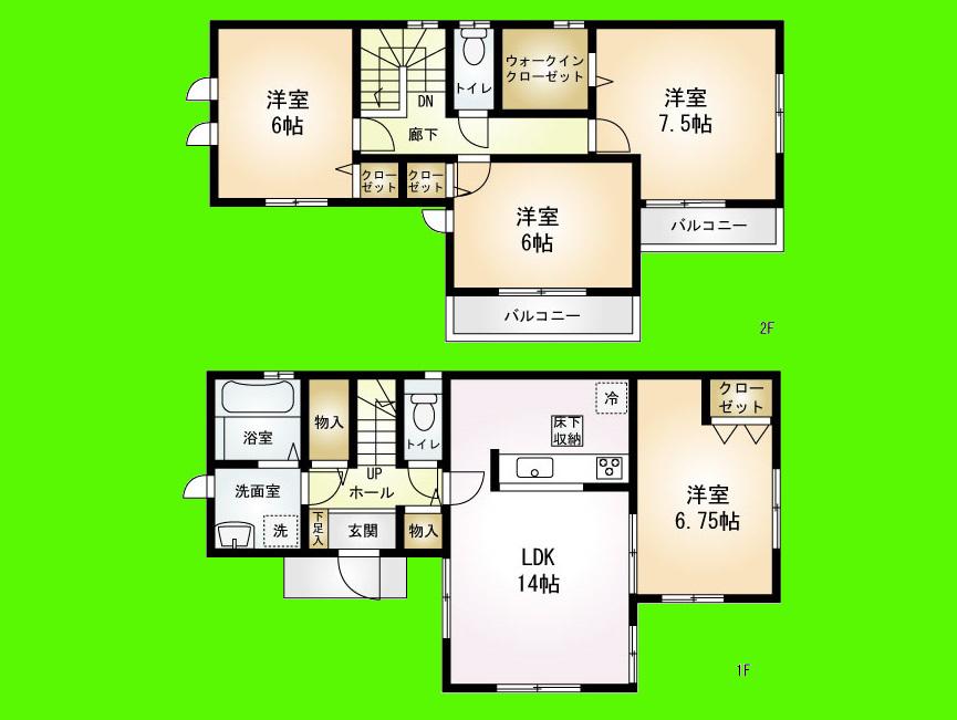 Floor plan. Price 31,800,000 yen, 4LDK, Land area 101.31 sq m , Building area 98.54 sq m