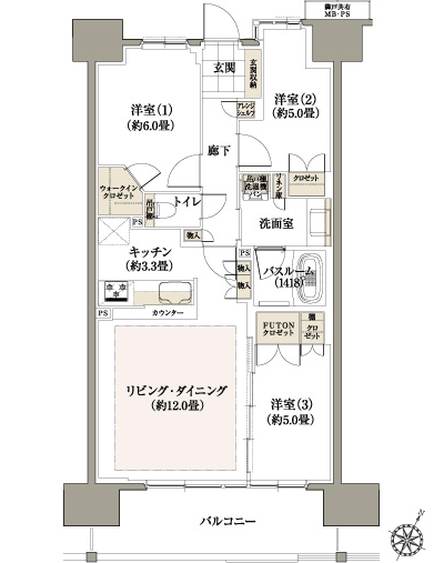 Floor: 3LDK + WIC, the occupied area: 70.46 sq m, Price: 42,200,000 yen, now on sale