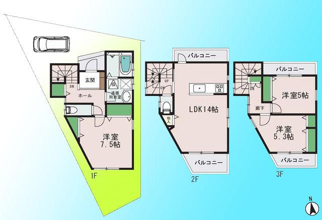 Floor plan. 31,800,000 yen, 3LDK, Land area 73.64 sq m , Building area 87.76 sq m