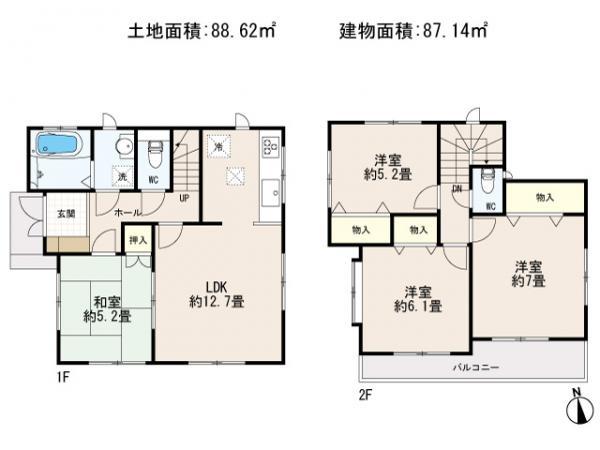 Floor plan. 33,800,000 yen, 4LDK, Land area 88.62 sq m , Priority to the present situation is if it is different from the building area 87.14 sq m drawings