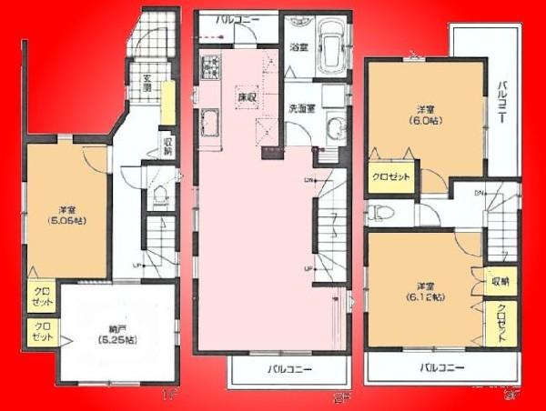 Floor plan. 34,800,000 yen, 3LDK+S, Land area 67.19 sq m , Building area 103.89 sq m