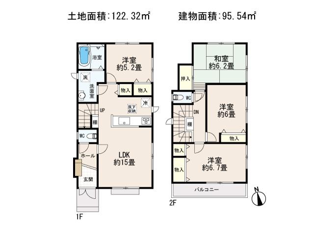 Floor plan. (C), Price 34,500,000 yen, 4LDK, Land area 122.32 sq m , Building area 95.54 sq m
