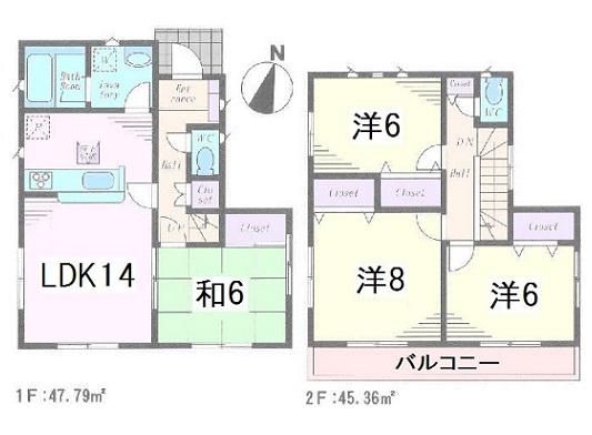 Floor plan. 26,800,000 yen, 4LDK, Land area 127.17 sq m , Building area 93.15 sq m