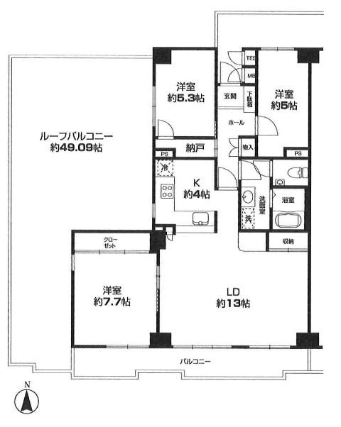 Floor plan. 3LDK, Price 25,800,000 yen, Occupied area 82.62 sq m , Balcony area 16.9 sq m