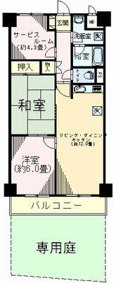 Floor plan. 2LDK + S (storeroom), Price 12.8 million yen, Occupied area 60.76 sq m , Balcony area 6.1 sq m