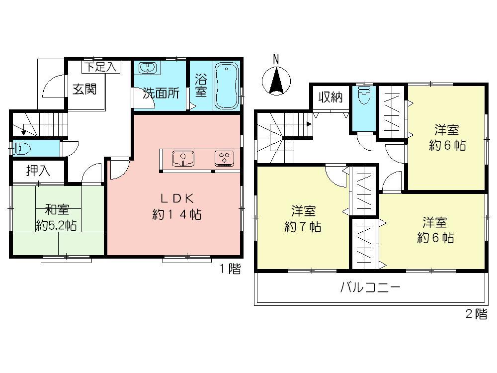 Floor plan. (Phase 1 2 Building), Price 35,800,000 yen, 4LDK, Land area 100.6 sq m , Building area 100.6 sq m