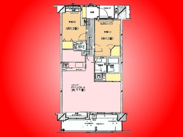 Floor plan. 2LDK, Price 35,900,000 yen, Occupied area 76.06 sq m , Balcony area 11.9 sq m