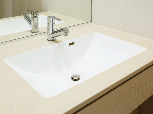 Bathing-wash room.  [Stylish counter] Dirt is hard to rest because there is no seam between the counter, Easy to clean. Clean design is also attractive.