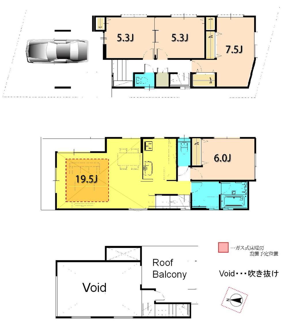 Floor plan. 44,800,000 yen, 4LDK, Land area 91.06 sq m , Building area 114.1 sq m   ◆ Living-in stairs