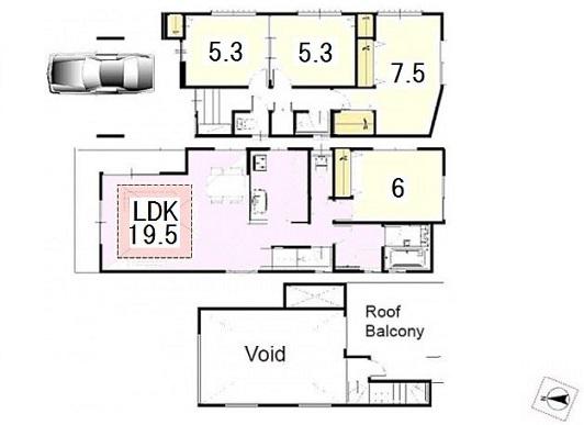 Floor plan. 44,800,000 yen, 4LDK, Land area 91.06 sq m , Building area 114.1 sq m