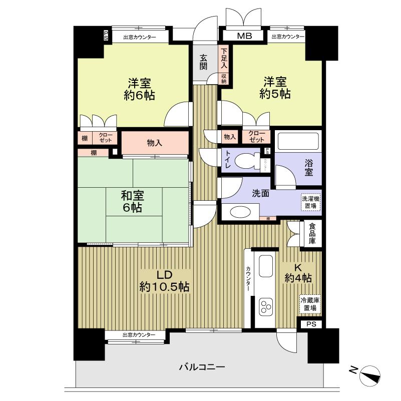 Floor plan. 3LDK, Price 32,800,000 yen, Footprint 70.8 sq m , Balcony area 15.01 sq m