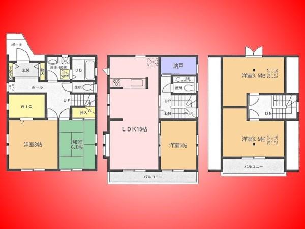 Floor plan. 27,800,000 yen, 5LDK+S, Land area 100.02 sq m , Building area 137.87 sq m