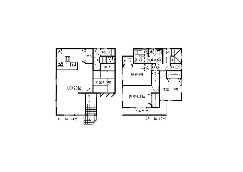 Floor plan. (1 Building), Price 44,800,000 yen, 4LDK, Land area 92.49 sq m , Building area 100.43 sq m