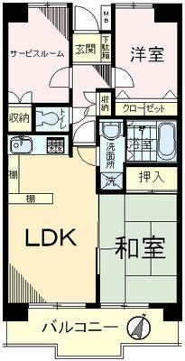 Floor plan. 2LDK + S (storeroom), Price 12 million yen, Occupied area 54.05 sq m , Balcony area 7.71 sq m