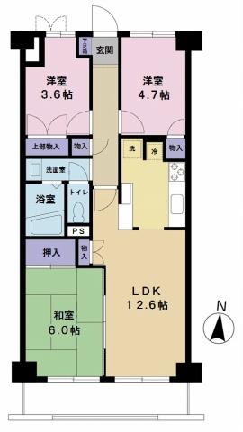 Floor plan. 2LDK + S (storeroom), Price 15.3 million yen, Footprint 61.6 sq m , Balcony area 6.72 sq m