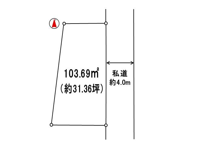 Compartment figure. Land price 39,200,000 yen, It is 30 square meters more than the vacant lot a wide land area 103.69 sq m frontage. 