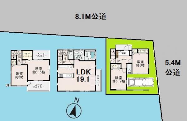 Floor plan. 53,800,000 yen, 4LDK, Land area 70.32 sq m , Building area 123.16 sq m